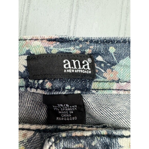 A.N.A. Size 28 6 Womens Jeans Skinny Ankle Low Rise Floral Print Stretch - Picture 2 of 4